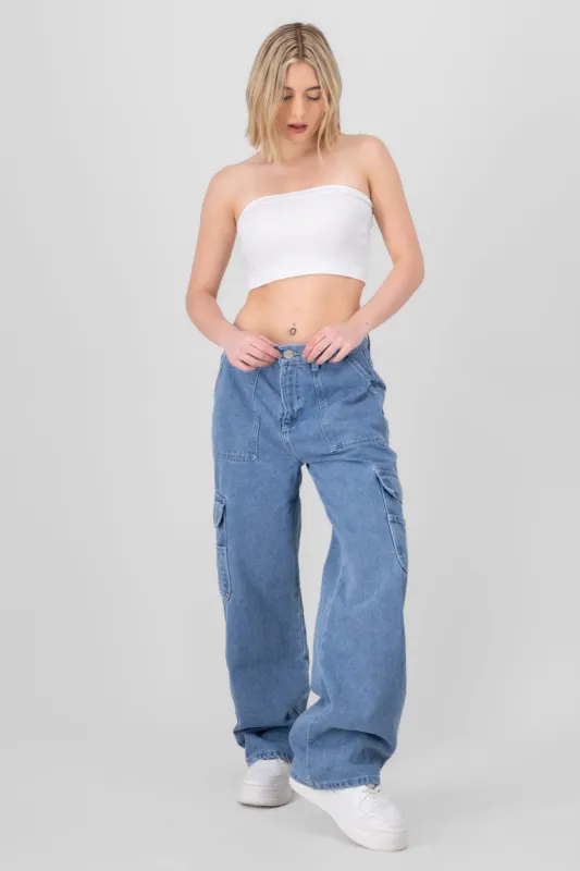 Jeans cargo 2 multibolsas sold by Shasa