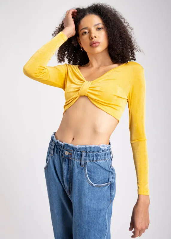 Top manga larga nudo en escote tela con textura sold by Shasa