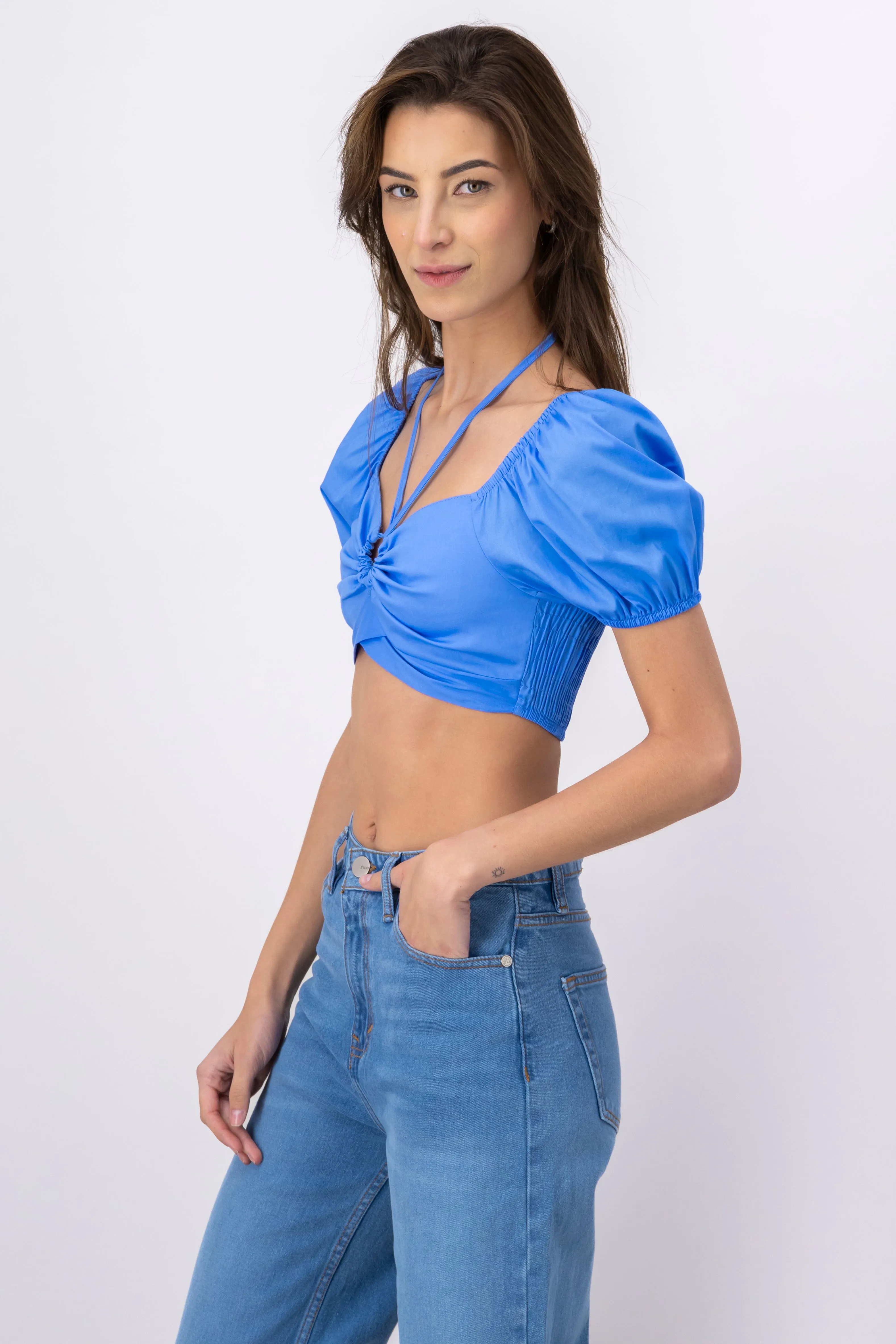 Crop Top Halter Manga Corta Globo sold by Shasa product image thumbnail 3
