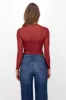 Top Mesh Manga Larga Brillos sold by Shasa