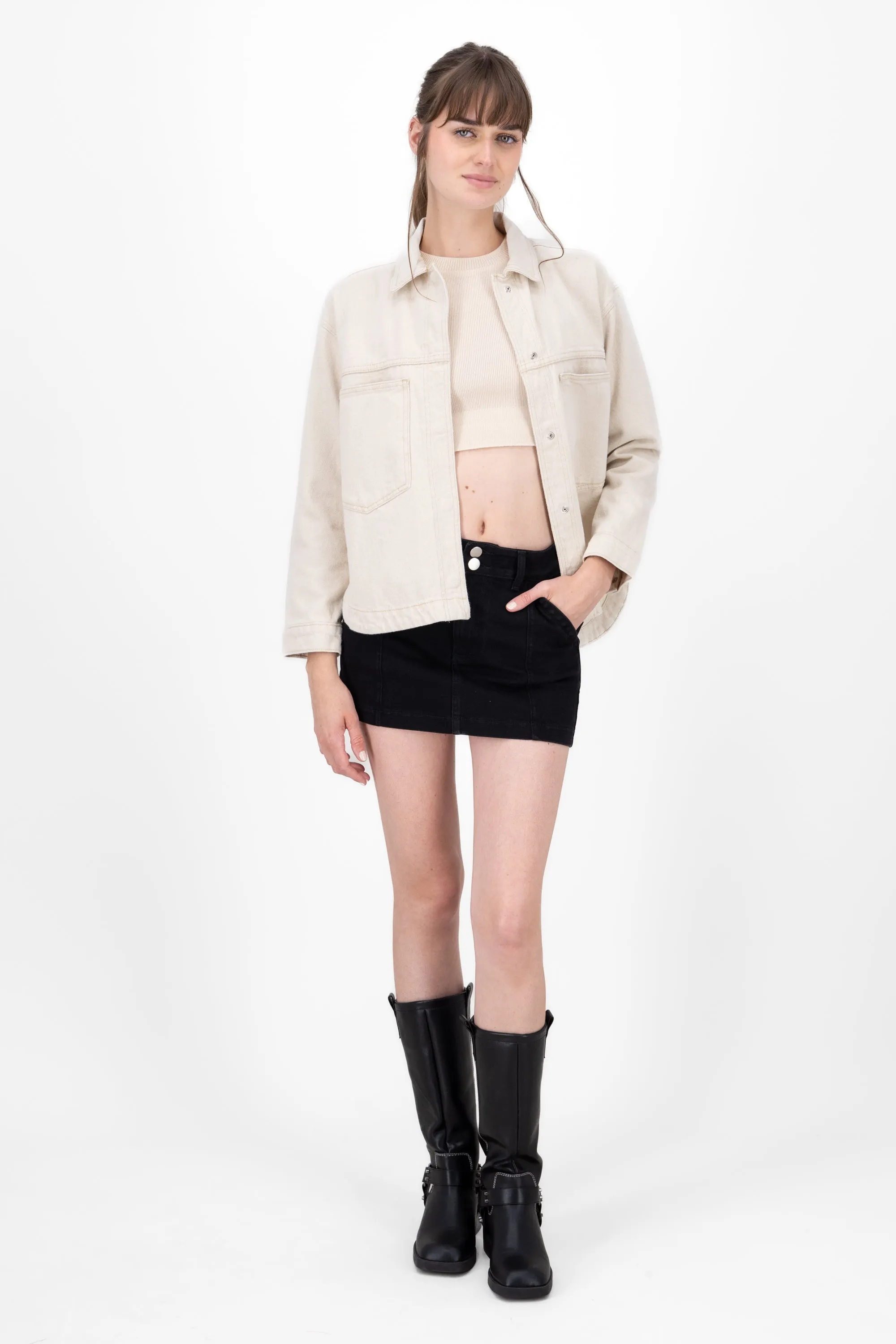 Falda mini denim con 2 botones Hypsters sold by Shasa