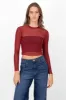 Top Mesh Manga Larga Brillos sold by Shasa