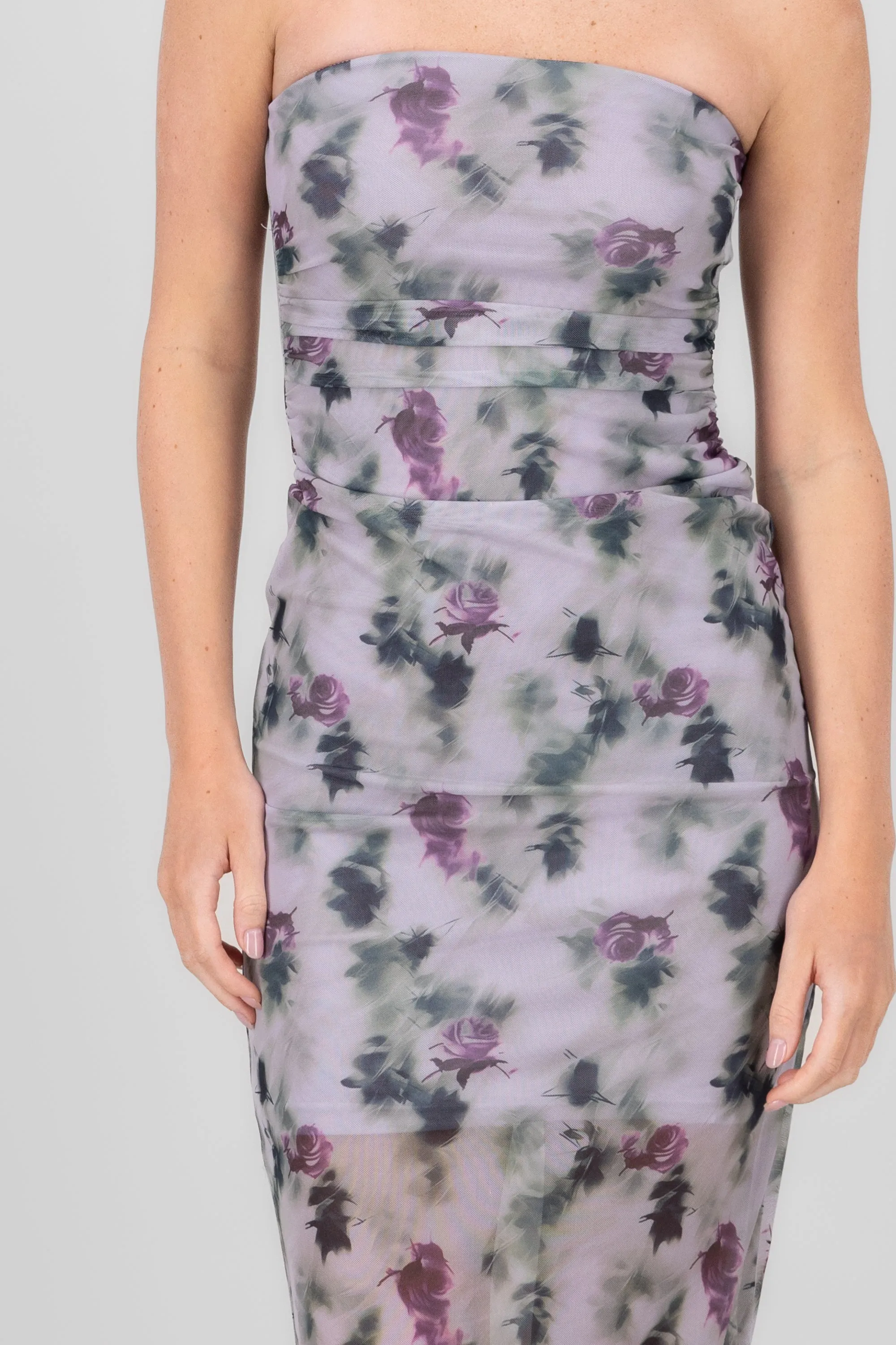 Vestido strapless midi mesh flores degradado sold by Shasa product image thumbnail 5