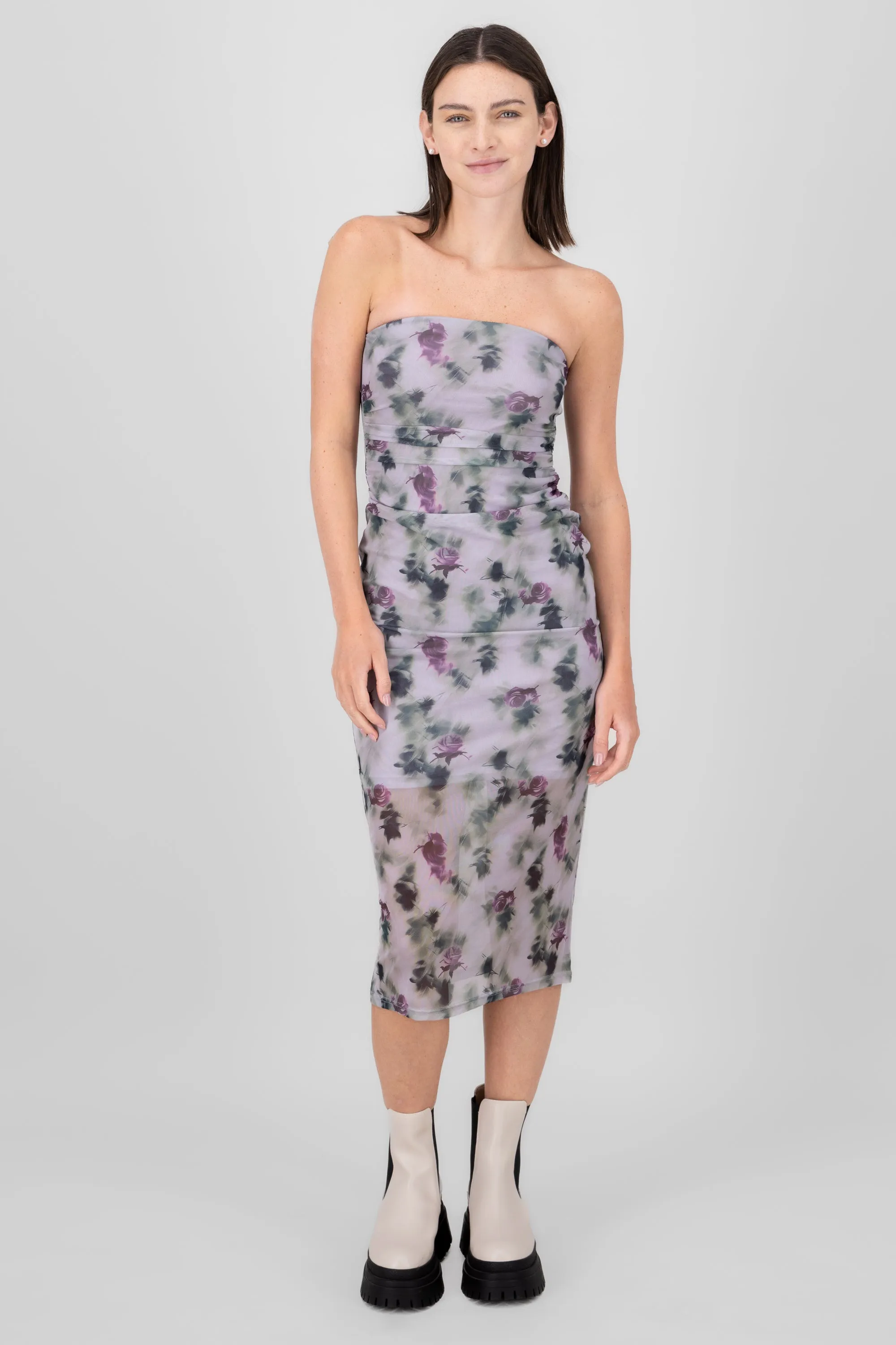 Vestido strapless midi mesh flores degradado sold by Shasa product image thumbnail 2