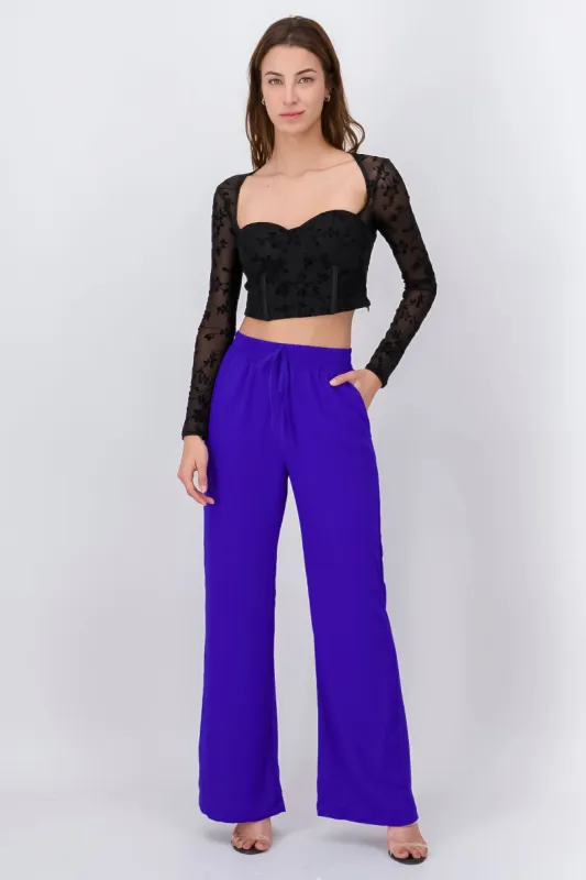 Pantalón amplio liso cintura elástica sold by Shasa