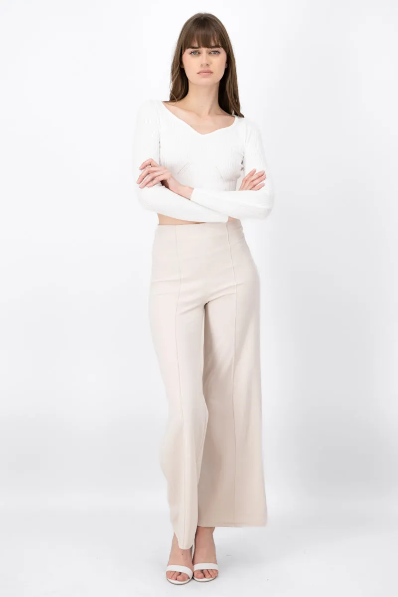 Pantalón Wide Leg Cintura Alta Costuras sold by Shasa