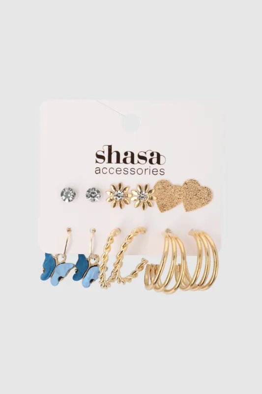 6 PR ARETES FLOR ARRACADAS sold by Shasa