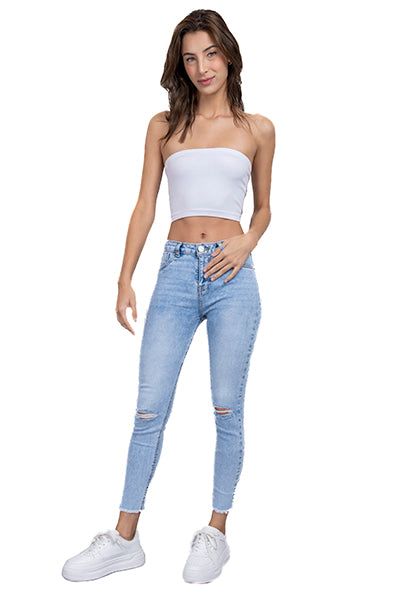 Jeans Skinny Destrucción En Rodillas sold by Shasa