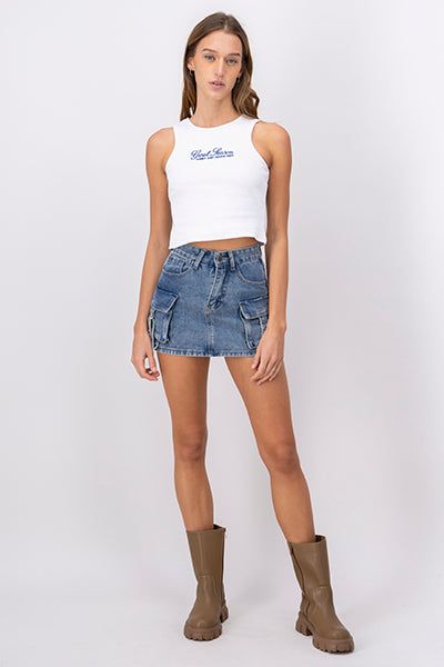 Falda Mini Denim Cargo sold by Shasa