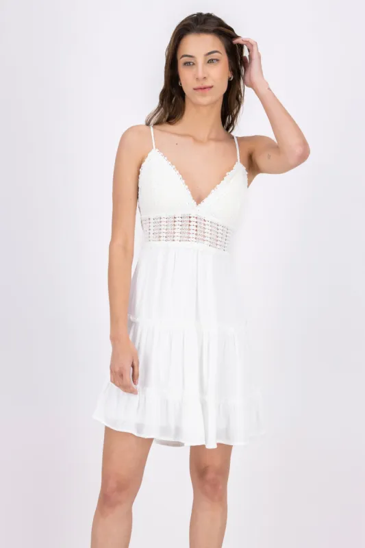 Vestido mini tirantes crochet sold by Shasa