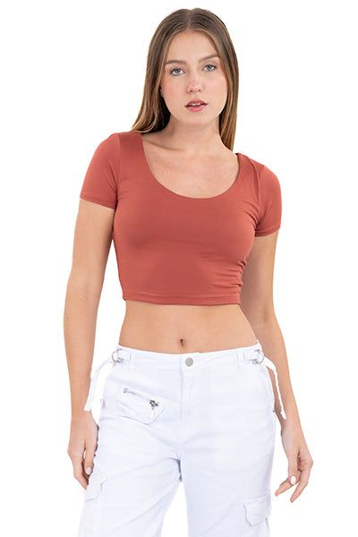 Top crop escote redondo liso sold by Shasa product image thumbnail 2