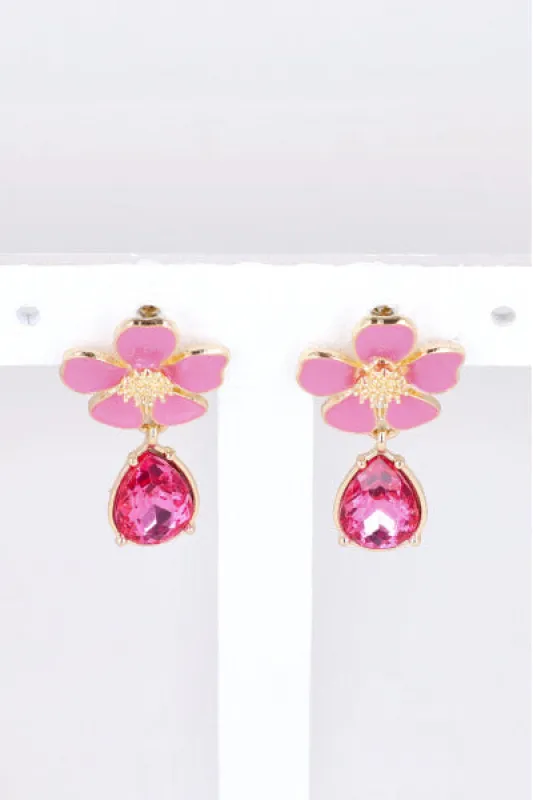 Aretes Flor Gota Cristal sold by Shasa