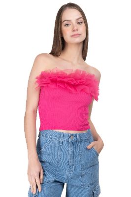 Top strapless acanalado tul plisado sold by Shasa