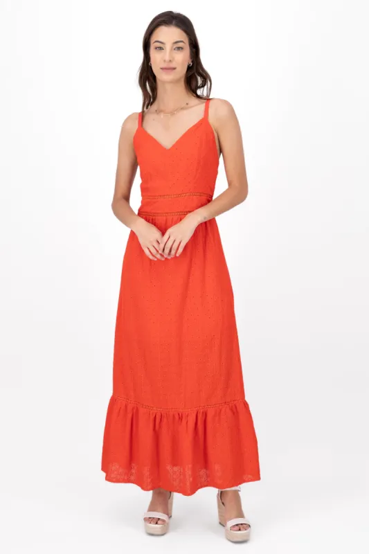 Vestido maxi eyelet escote v sold by Shasa