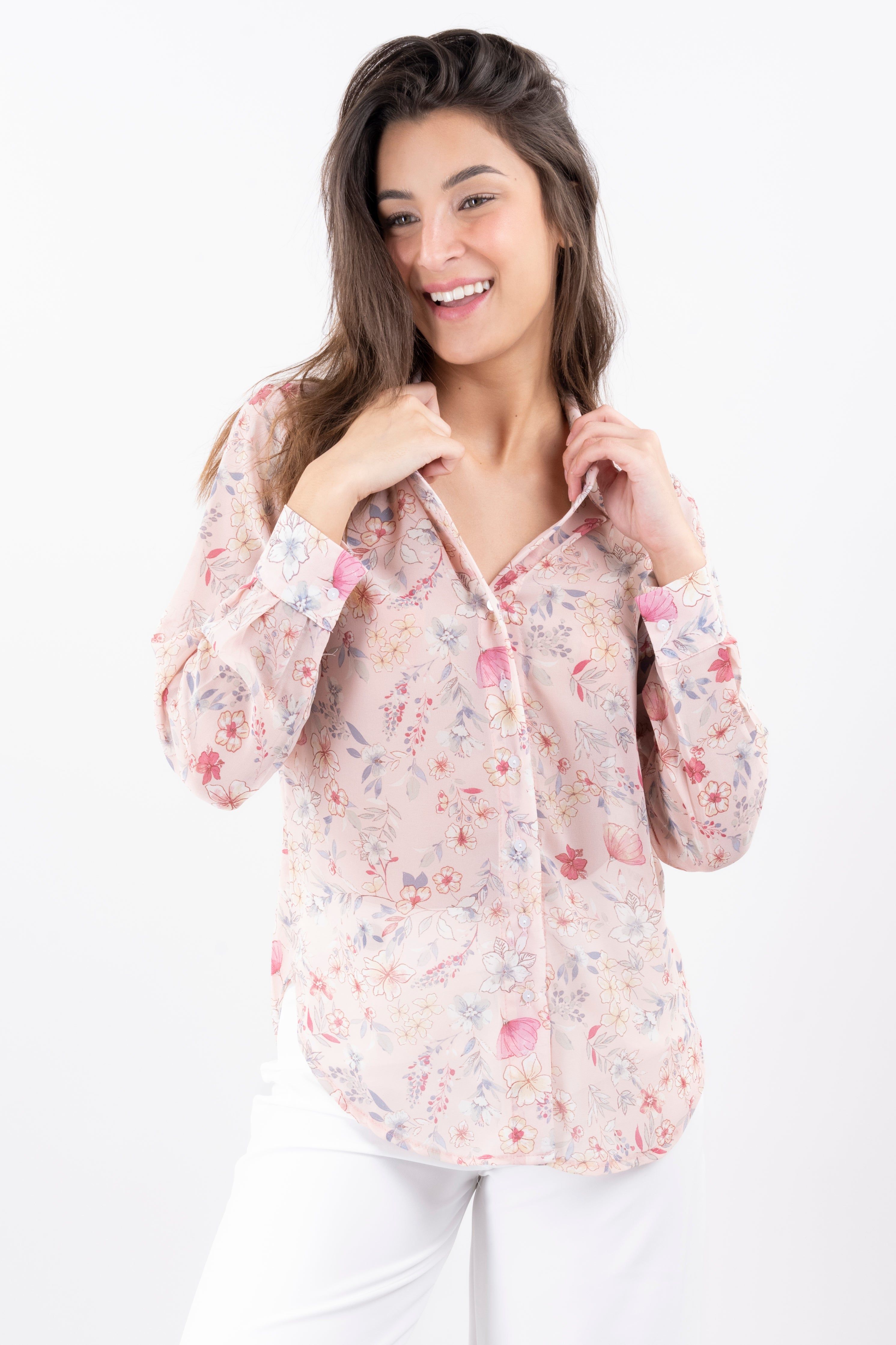 Camisa manga larga flores sold by Shasa