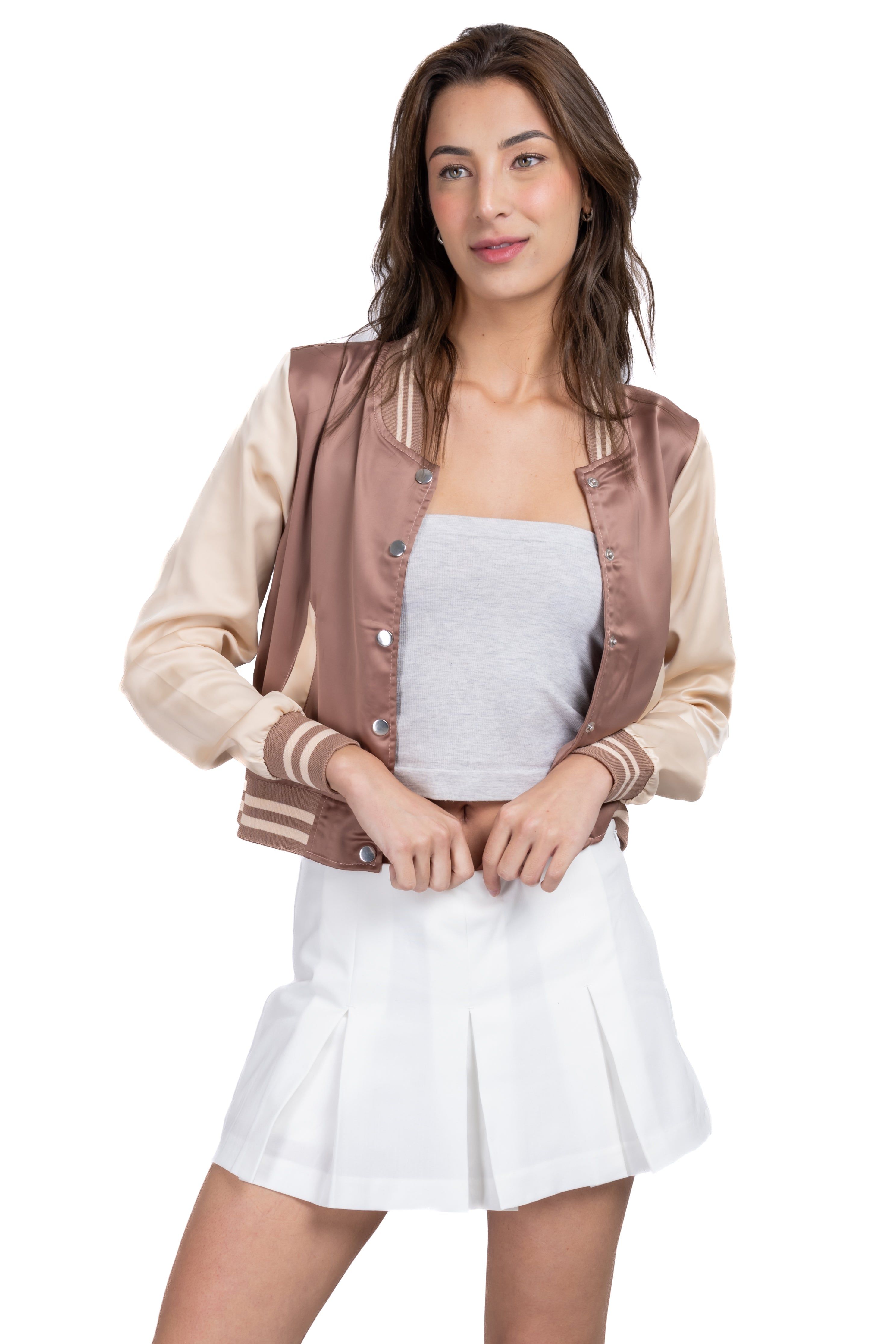 Chamarra bomber satinada sold by Shasa