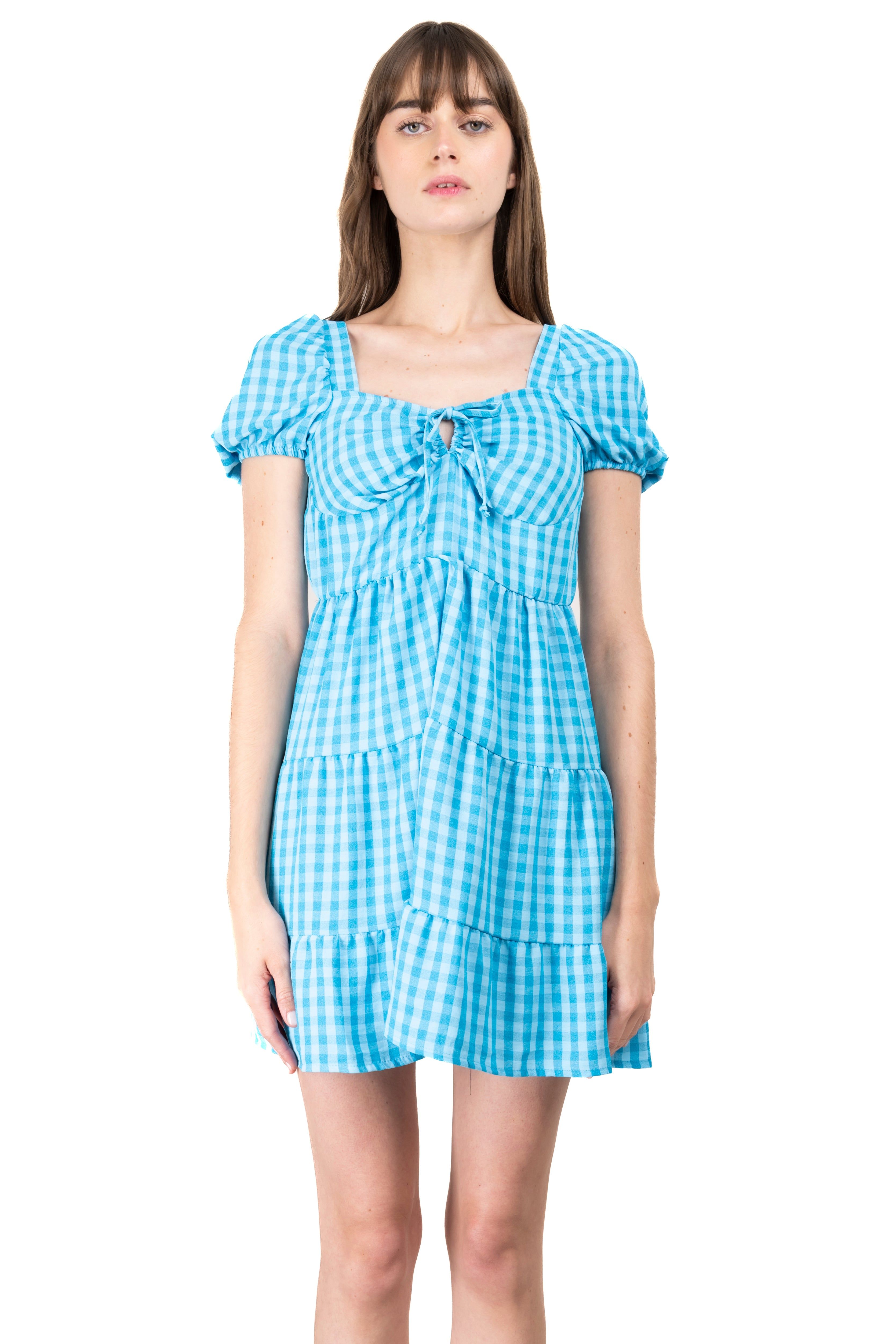 Vestido mini capas cuadros copas sold by Shasa