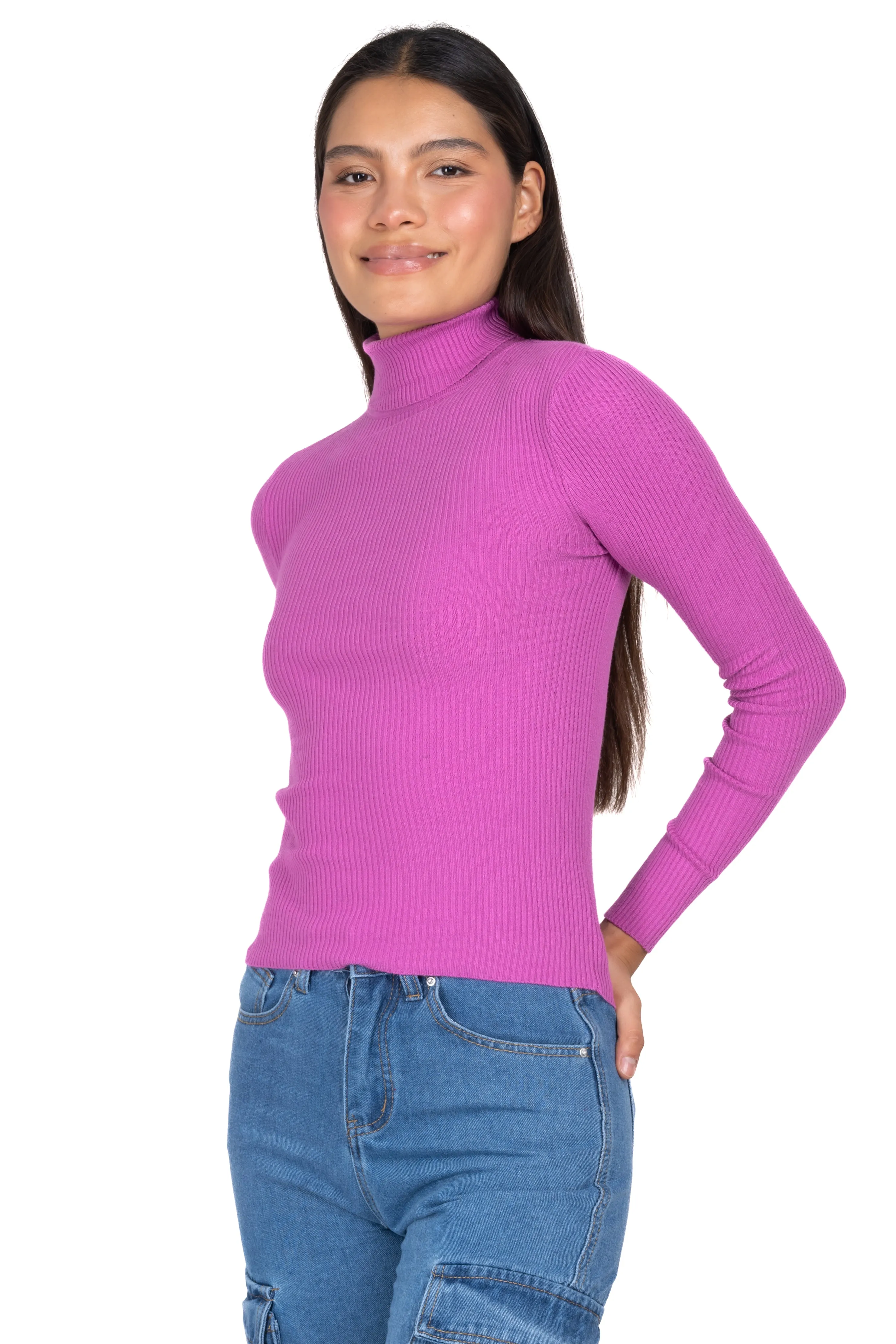 Blusa acanalada cuello alto sold by Shasa