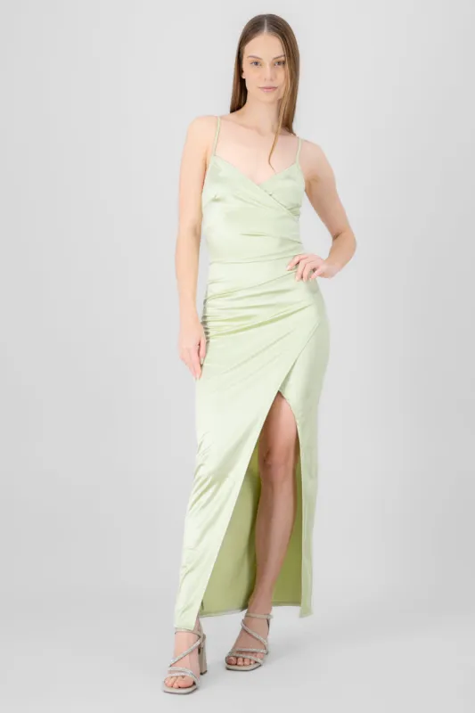 Vestido Maxi Satín Escote Cruzado sold by Shasa