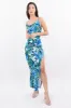 Vestido maxi abertura estampado hojas sold by Shasa