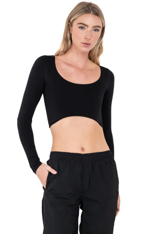 Top crop seamless manga larga sold by Shasa