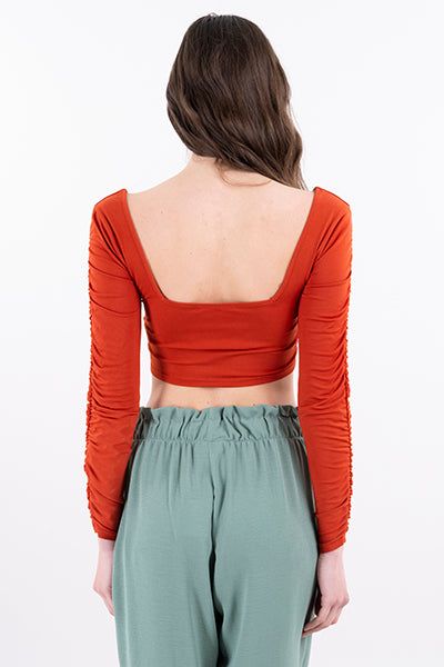 Top crop fruncido cutout busto sold by Shasa product image thumbnail 4