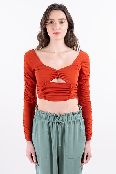 Top crop fruncido cutout busto sold by Shasa product image thumbnail 2