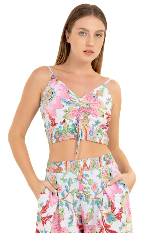 Top fruncido estampado floral retro sold by Shasa