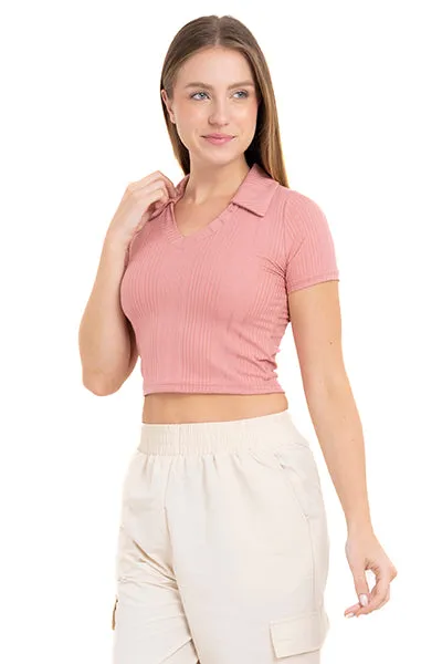 Top liso cuello solapa textura sold by Shasa