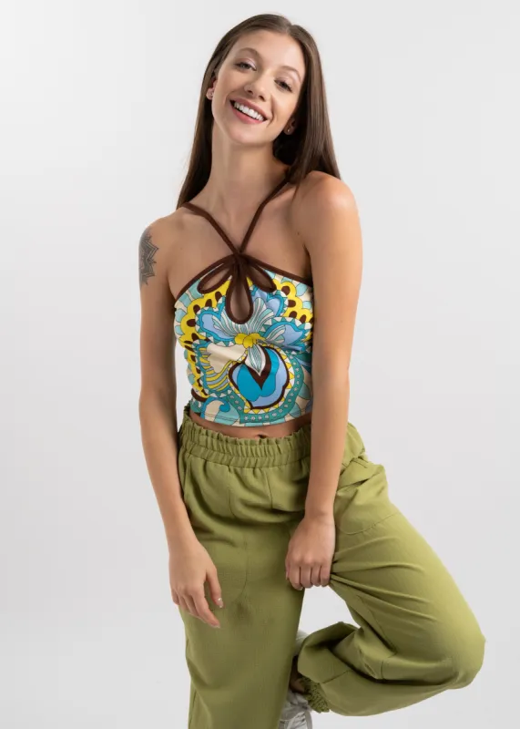 Top halter retro con cortes sold by Shasa