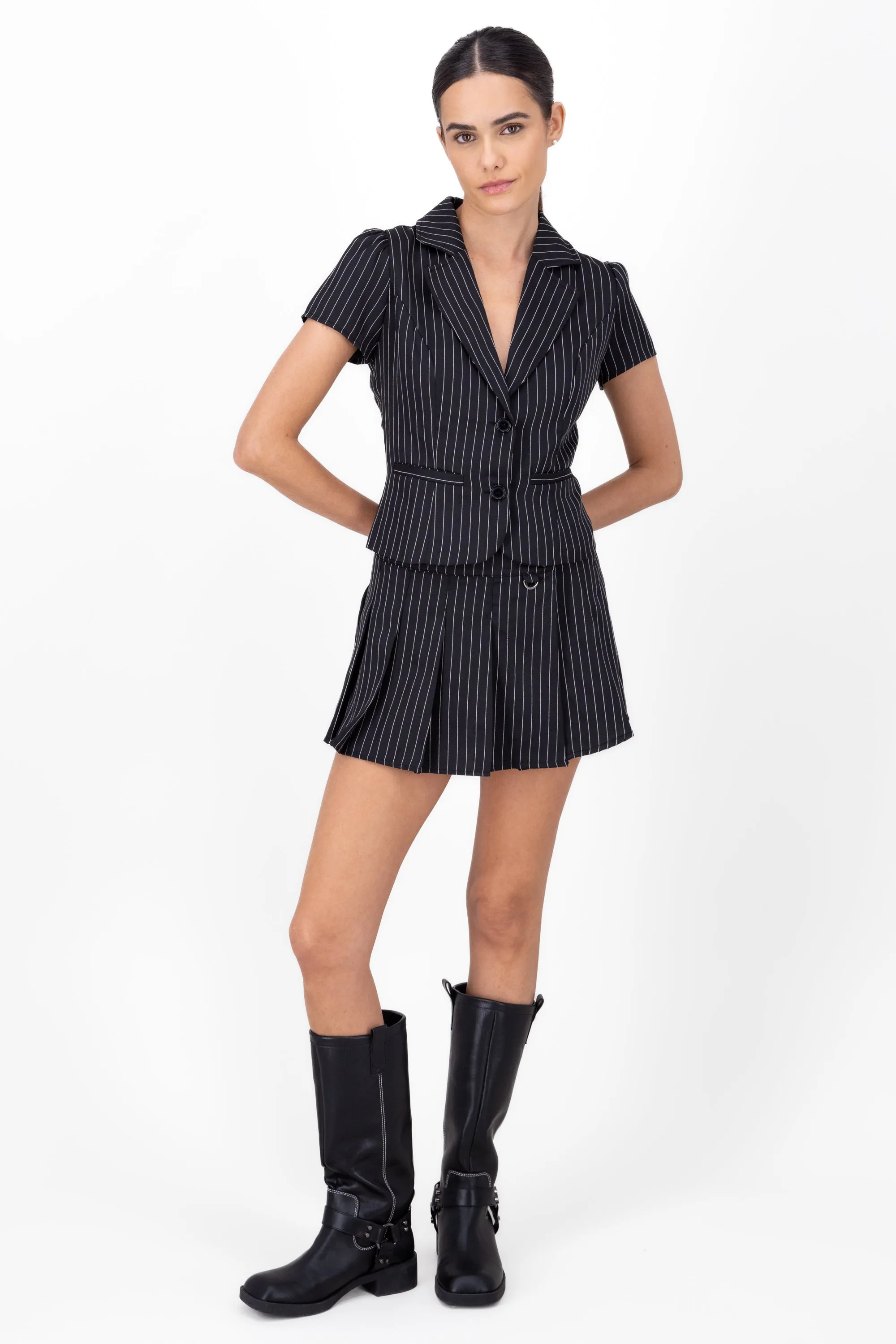 Falda tableada rayas sastre Hysters sold by Shasa