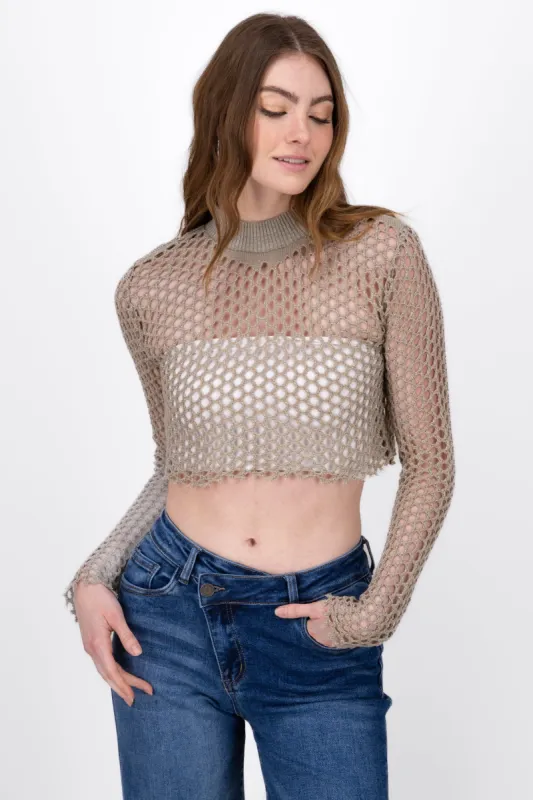 Top Red Lurex Manga Larga sold by Shasa