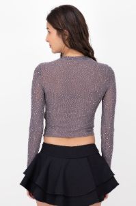 Top Mesh Manga Larga Brillos sold by Shasa