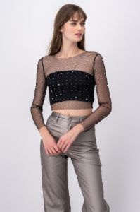 Top mesh brilloso perlas sold by Shasa
