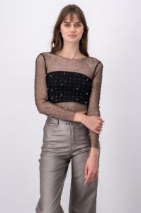 Top mesh brilloso perlas sold by Shasa