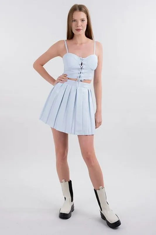 Falda mini tableada lisa sold by Shasa