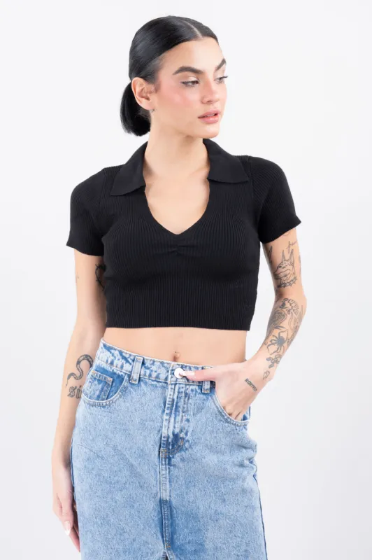 Top Acanalado Cuello Solapa sold by Shasa