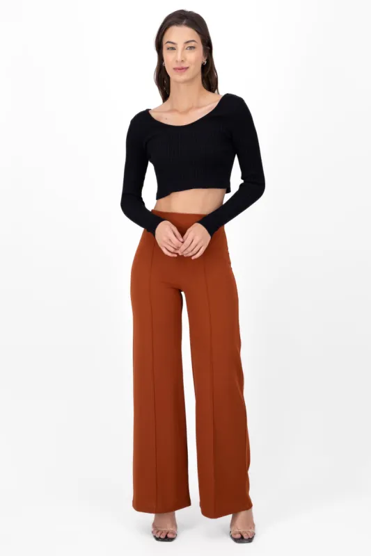 Pantalón Wide Leg Cintura Alta Costuras sold by Shasa