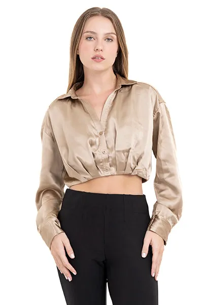 Camisa crop satín costuras sold by Shasa product image thumbnail 2