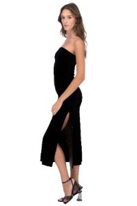 Vestido midi strapless terciopelo sold by Shasa