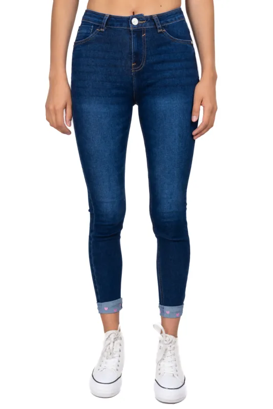 Jeans skinny dobladillo bordado sold by Shasa
