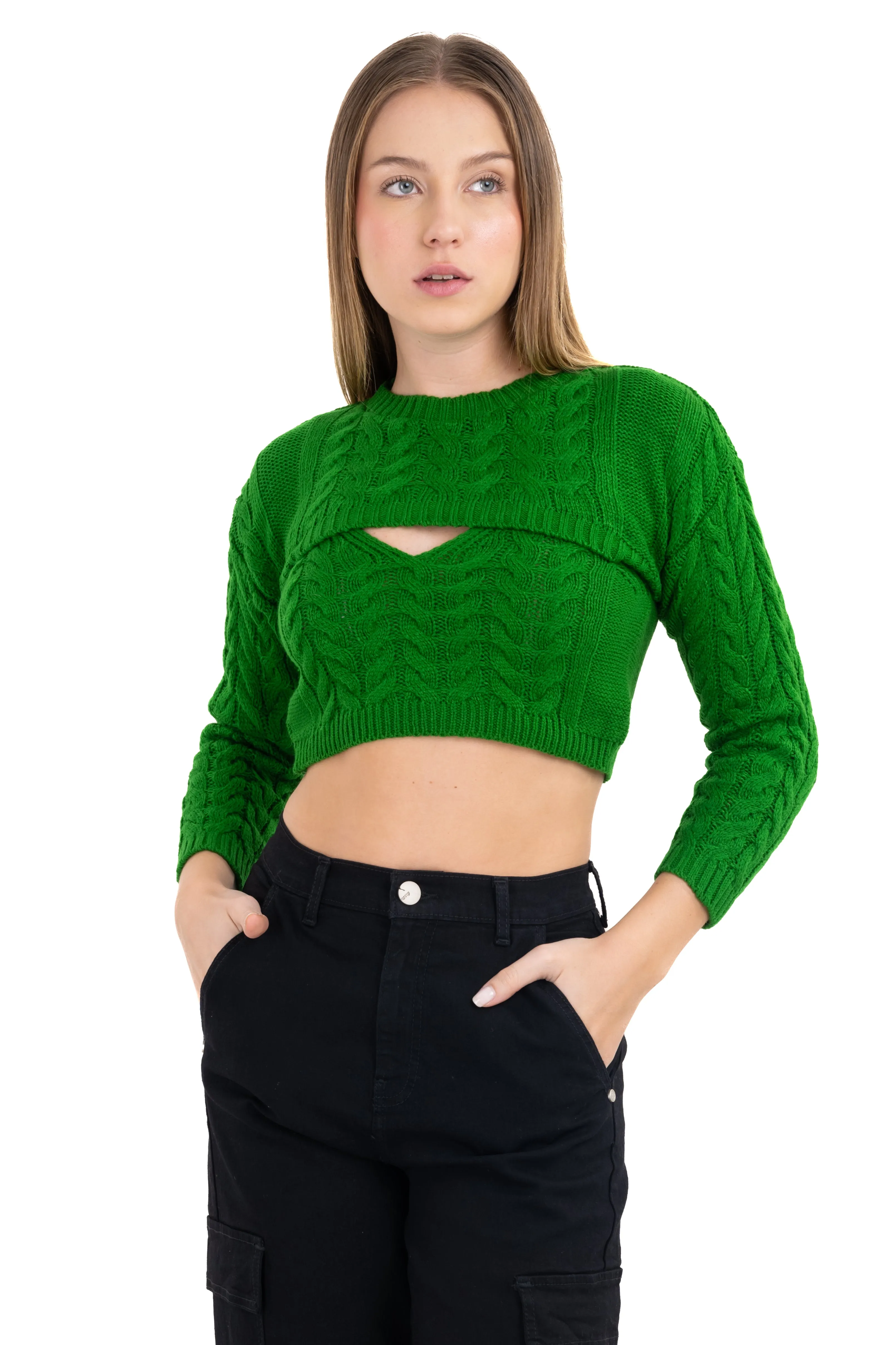 Set 2 piezas top mangas tejido sold by Shasa