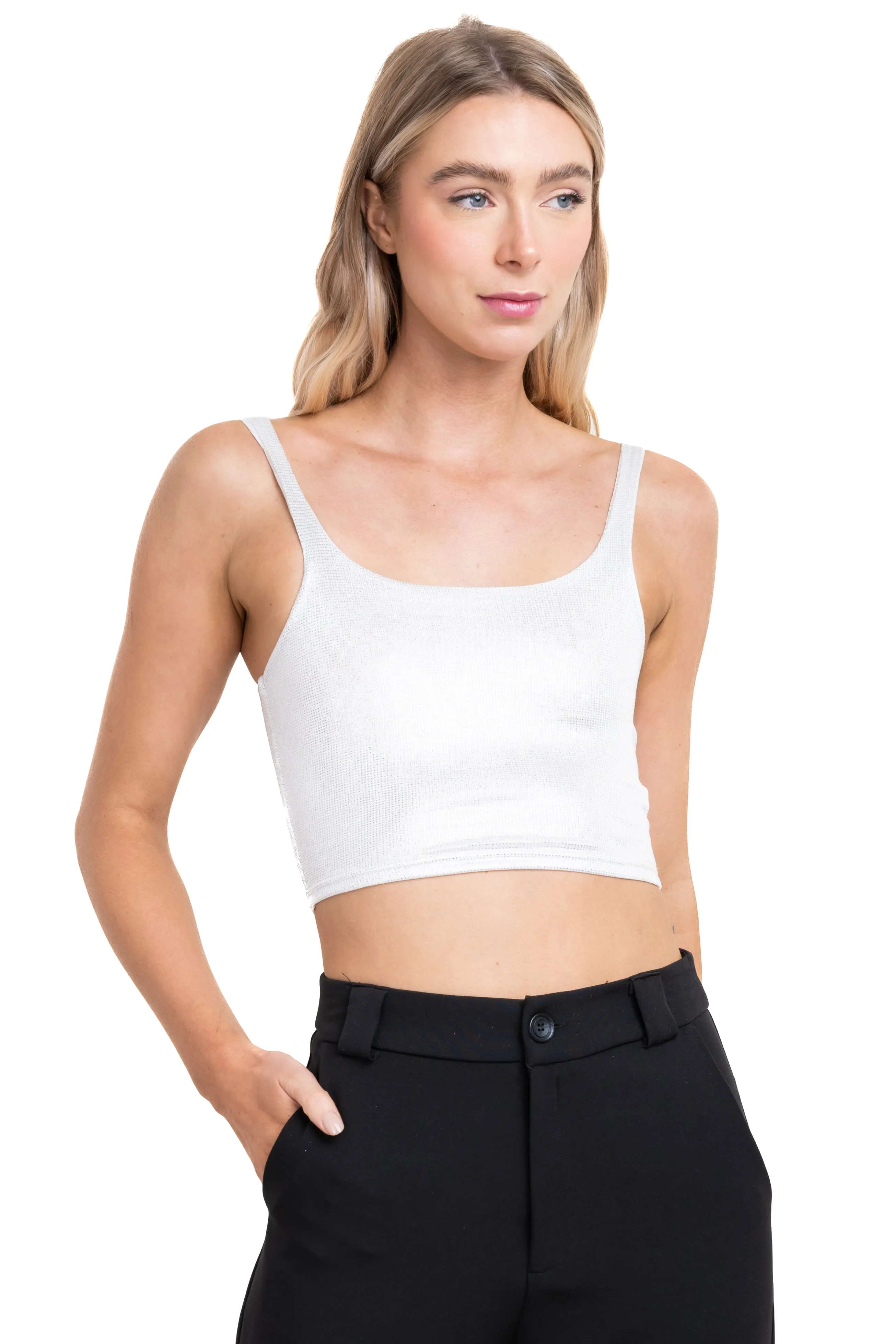 Crop top metalizado tirantes sold by Shasa
