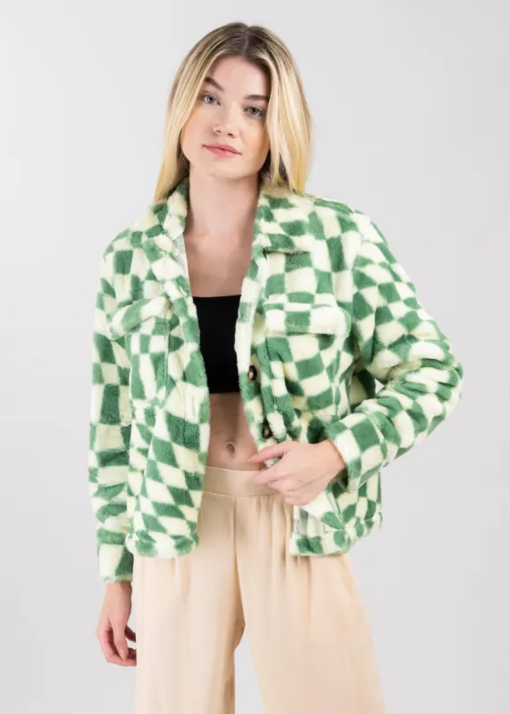 Chamarra peluche cuadros bicolor sold by Shasa