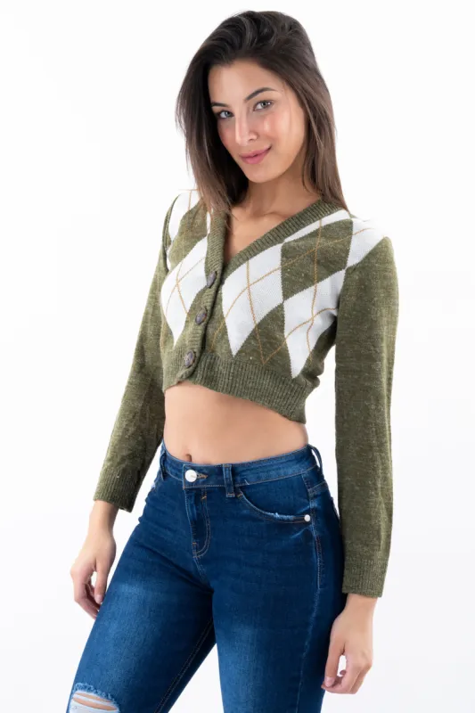 Suéter crop rombos sold by Shasa