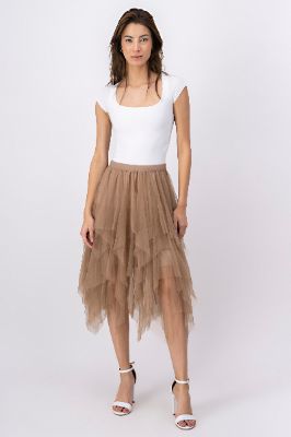 Falda midi mesh irregular sold by Shasa