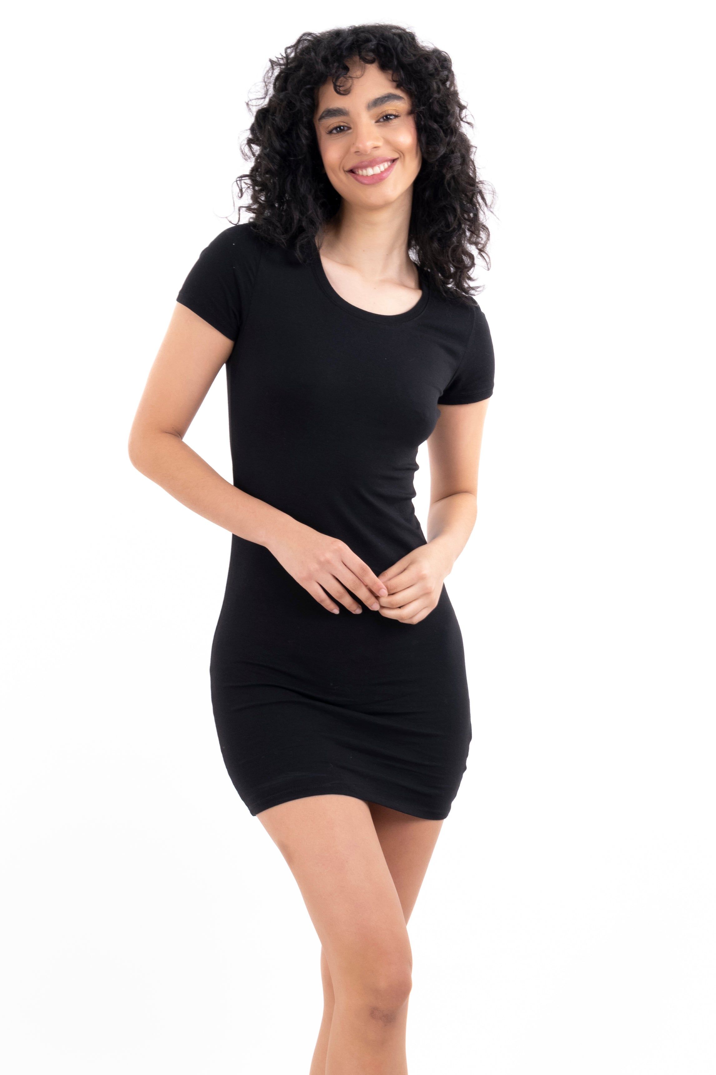 Vestido mini liso manga corta sold by Shasa