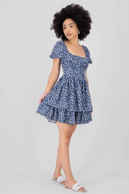 Vestido Mini Flores Manga Olanes sold by Shasa