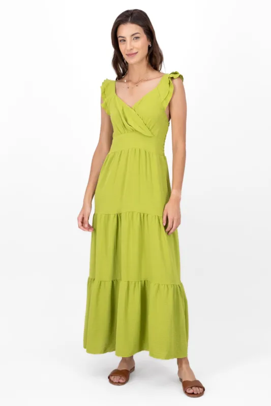 Vestido maxi detalle olanes sold by Shasa