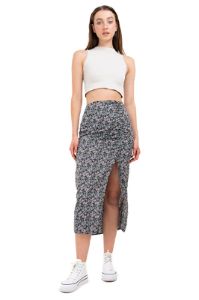 Falda midi abertura fruncido sold by Shasa